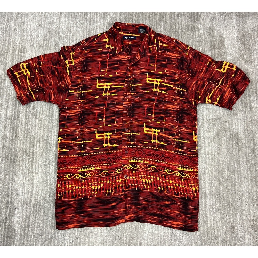 Puritan Shirt Mens Medium Red Shortsleeve Button Up